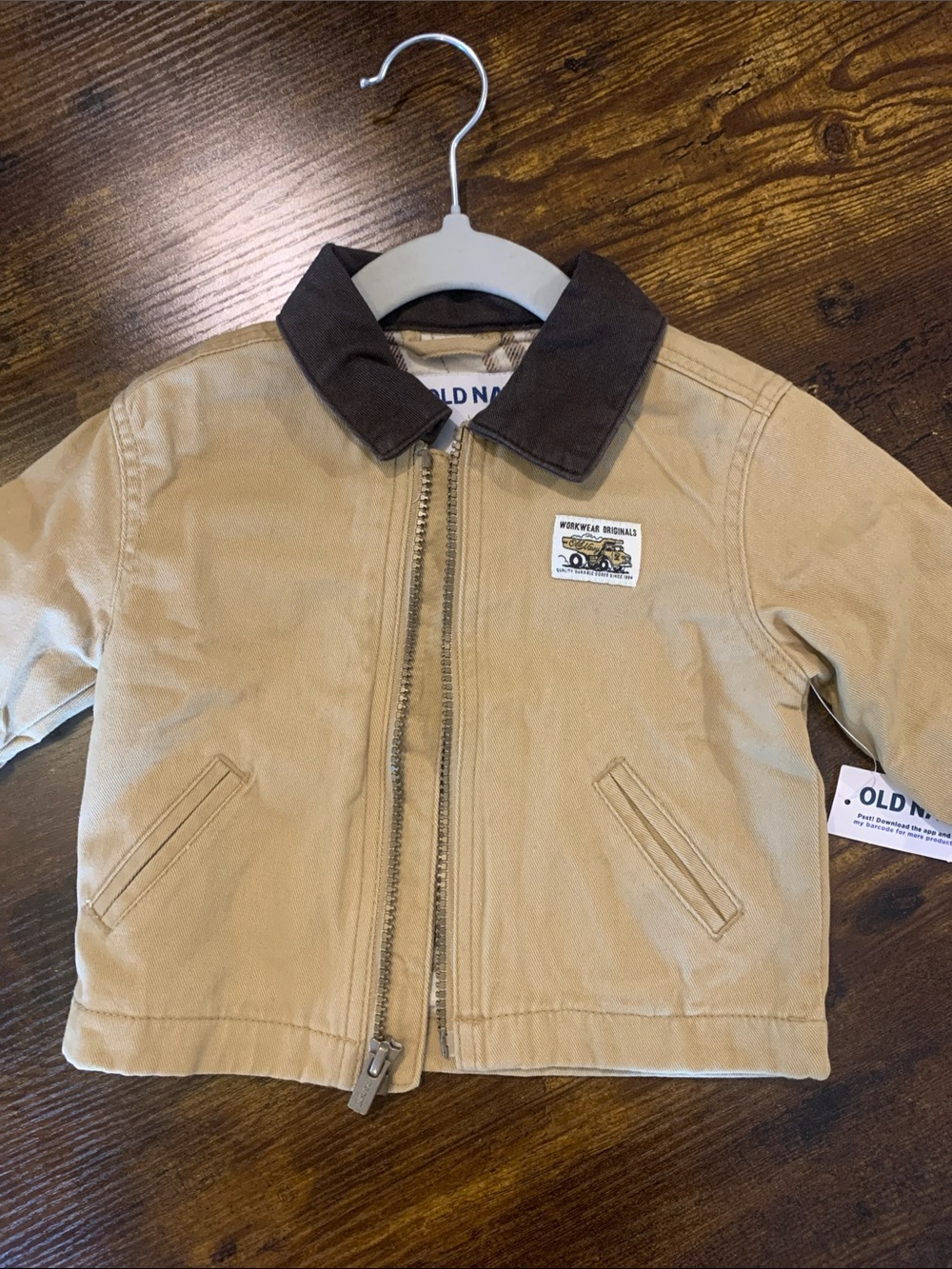 Old Navy Tan Jacket with Dark Brown Collar for Kids
